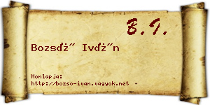 Bozsó Iván névjegykártya